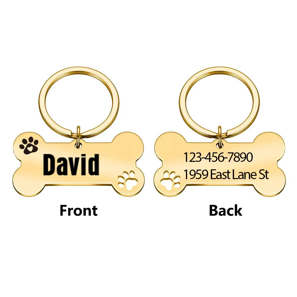 1 unidad de etiquetas de perro personalizadas con nombre y texto románticos AURA, placa con nombre para mascotas, Collar de perro personalizado con nombre para mascotas
