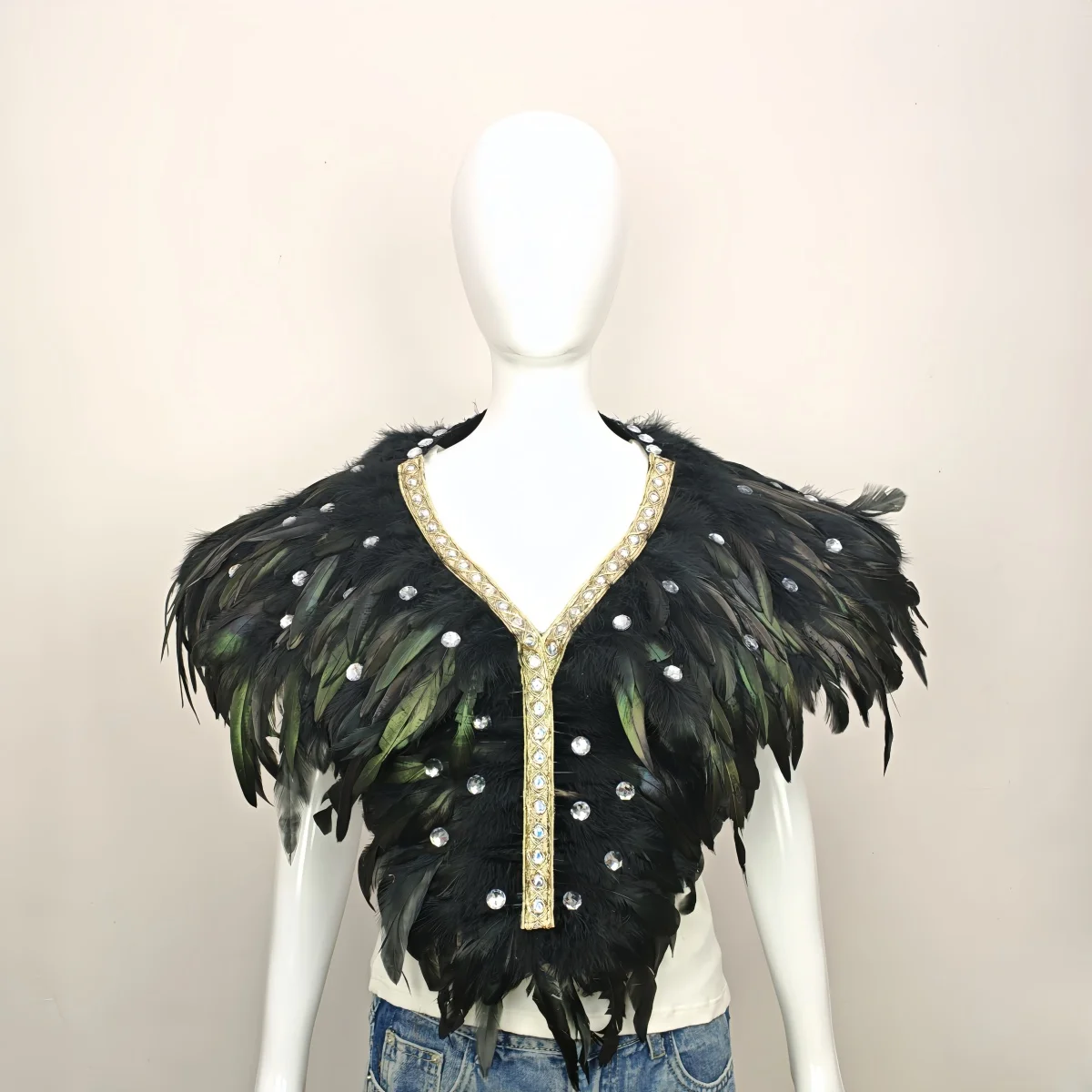 Accesorios de vestido de baile de graduación Unisex para carnaval, chal de plumas, maquillaje puesta en escena, accesorios COS, decoración de disfraz de Halloween