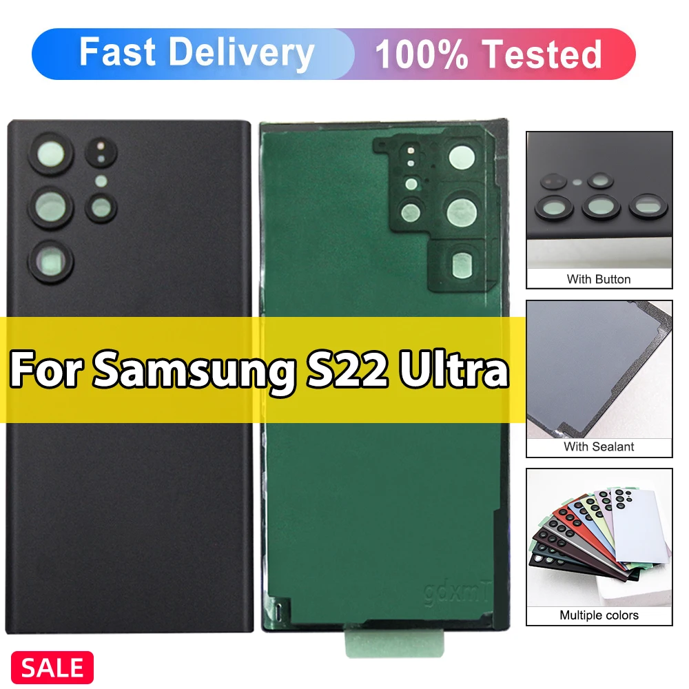 Para Samsung S22 Ultra 5G S908B S908B/DS cubierta trasera de batería S22Ultra cubierta de batería puerta trasera carcasa Panel funda piezas de lente de cámara