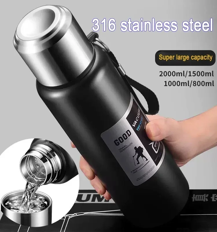 Vaso Termo térmico frío de gran capacidad, botella de agua para té y café con aislamiento de acero inoxidable, termo aislante, taza de viaje