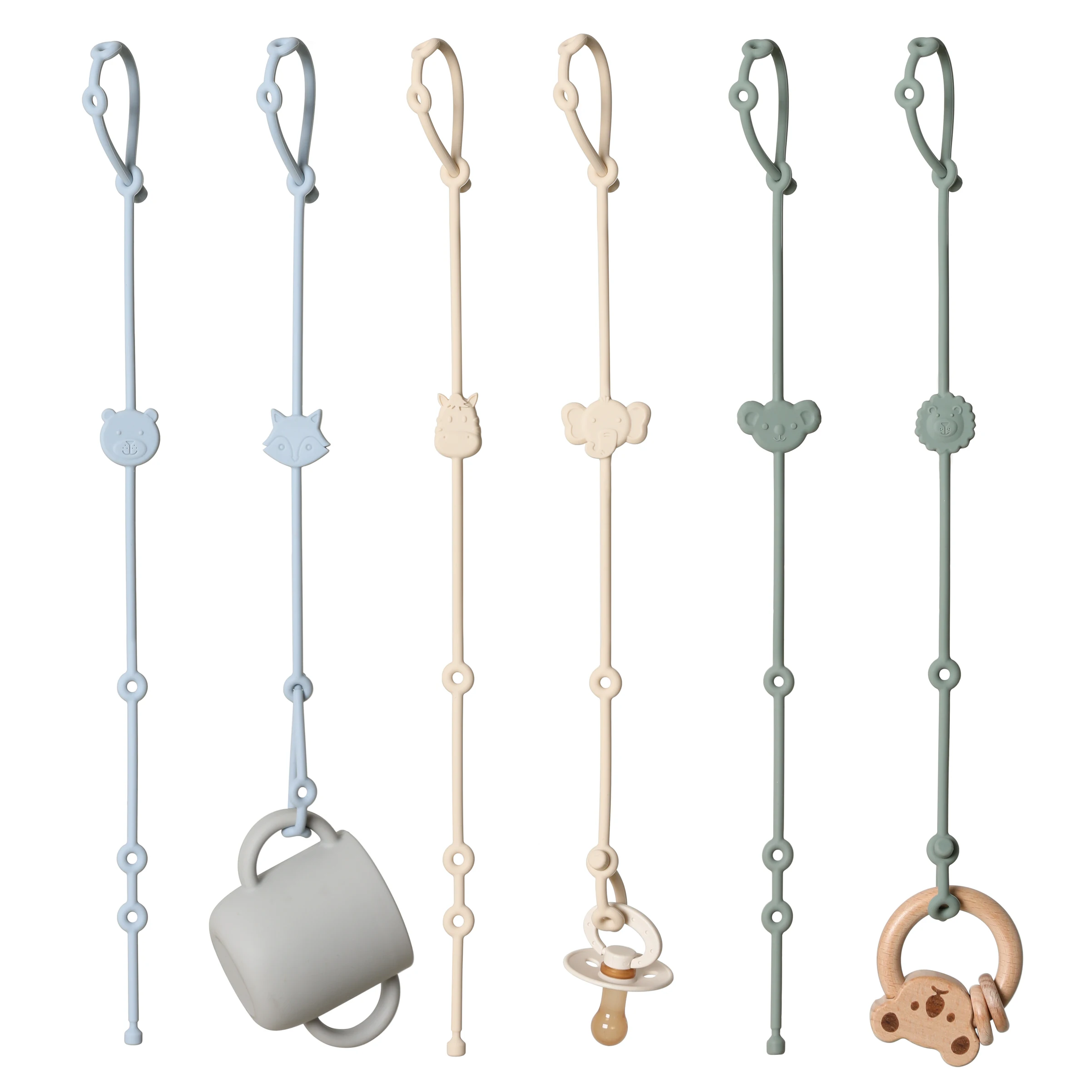 Pinzas para chupete de bebé, 6 piezas, silicona suave, juguete para bebé, soporte ajustable para pezón infantil, accesorios para cochecito de bebé