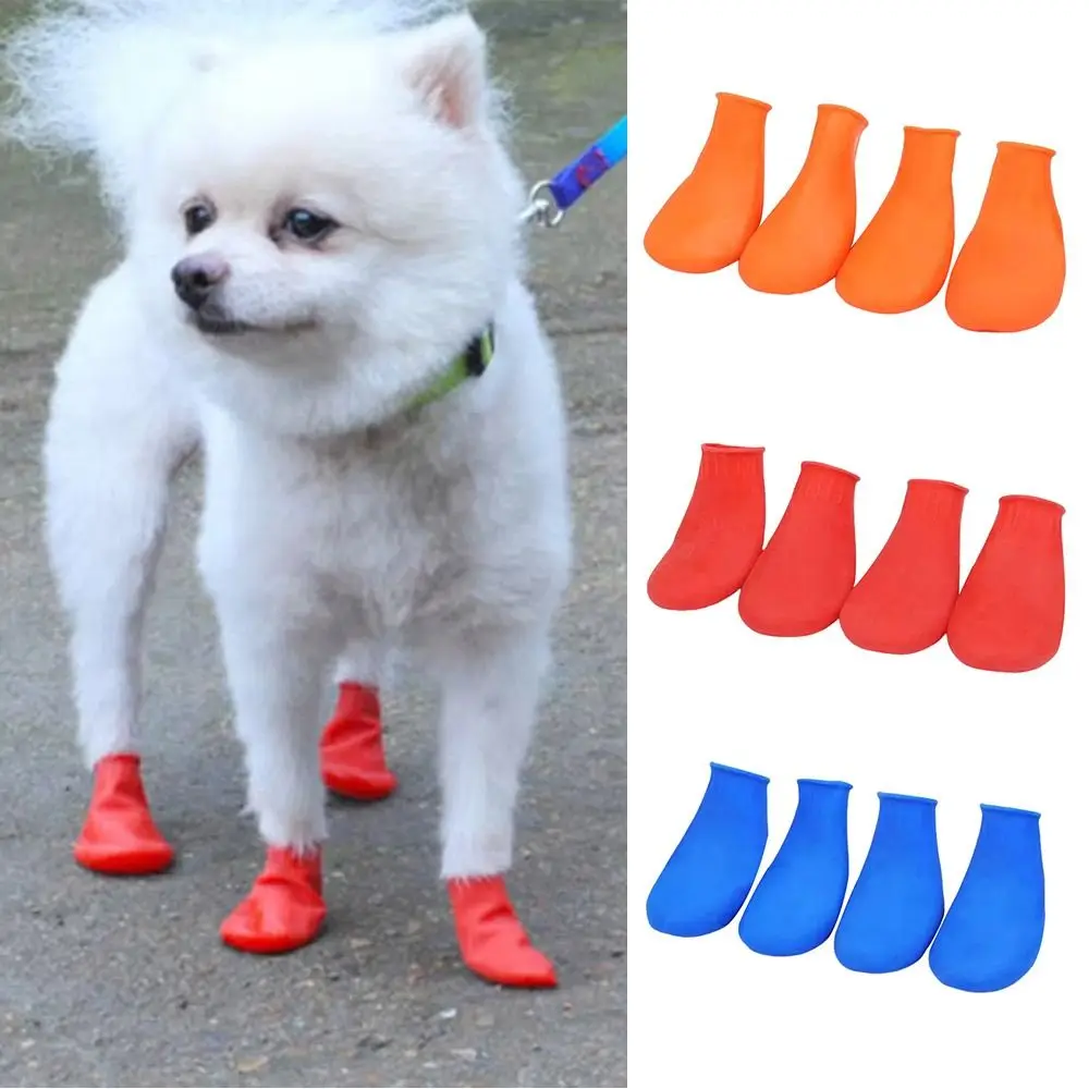 4 Uds nuevos zapatos impermeables para perros globo de goma antideslizante botas para mascotas Botas de lluvia para perros pequeños Chihuahua perros grandes