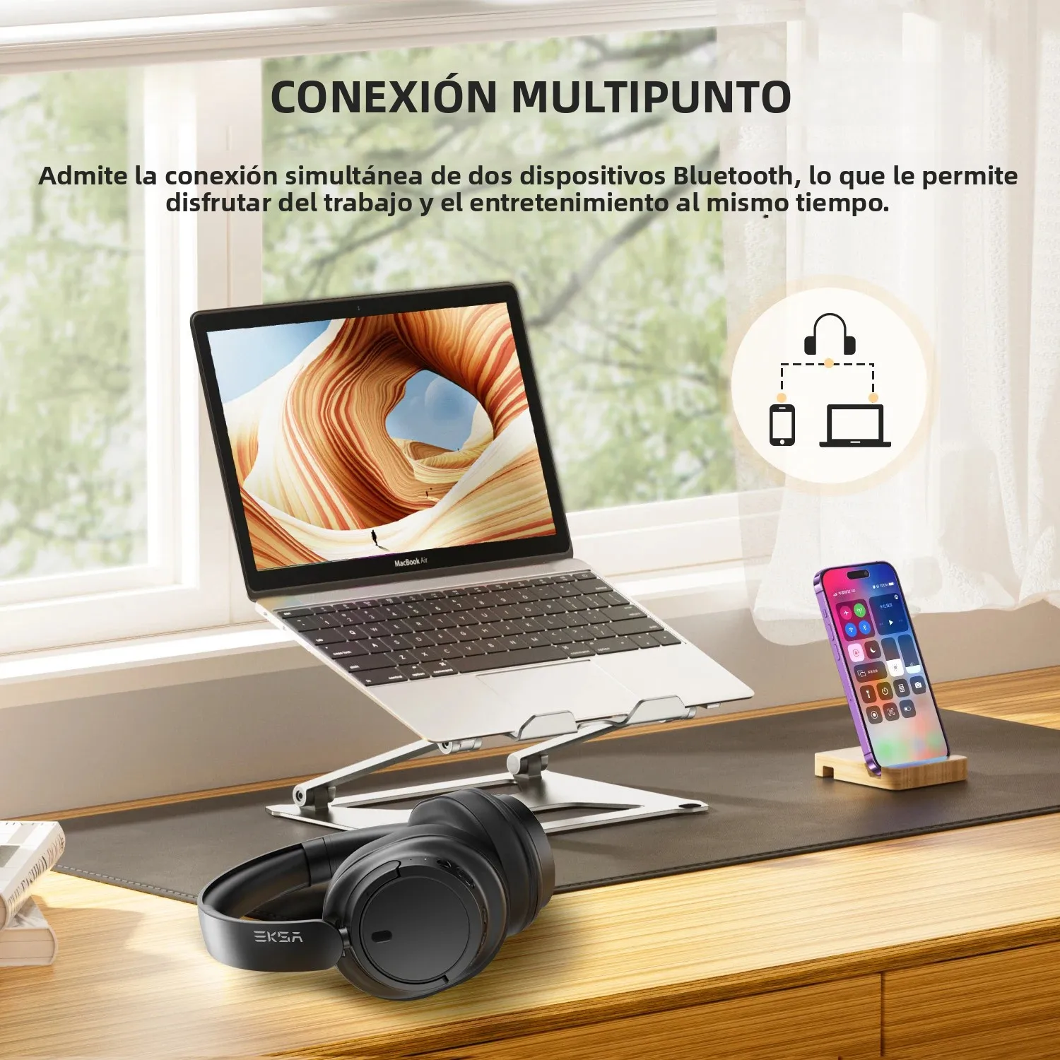 Oneodio EKSA V16 auriculares inalámbricos Bluetooth 5,3 auriculares sobre la oreja con micrófono modo Bass/Pop auriculares con cable HiFi de alta resolución aplicación 90H