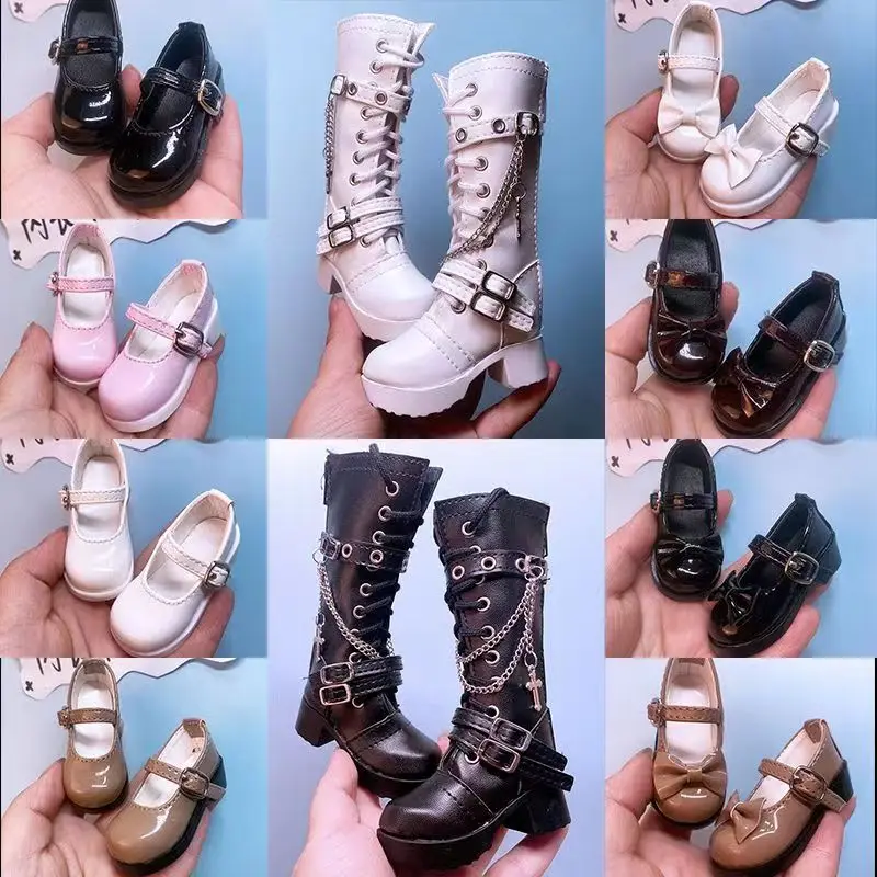 Botas de nieve para muñecas BJD de 45 cm, botas largas para vestir, uniforme de estilo académico para muñecas BJD de escala 1/4, zapatos de cuero, zapatos tipo Mary Jane.