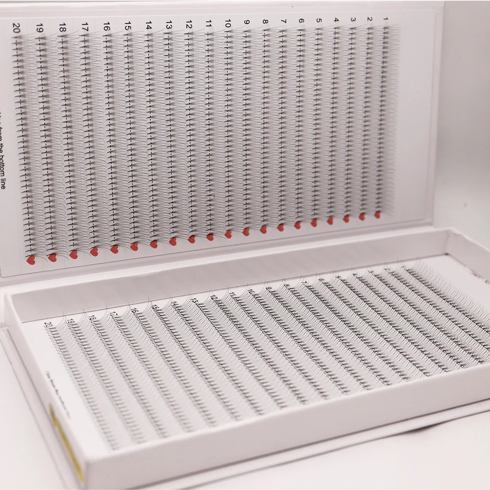 40 líneas 2D 1600 ventiladores 20D XXL bandeja ventiladores de volumen rusos tallo puntiagudo extensión de pestañas prefabricadas extensiones de pestañas de raíz delgada