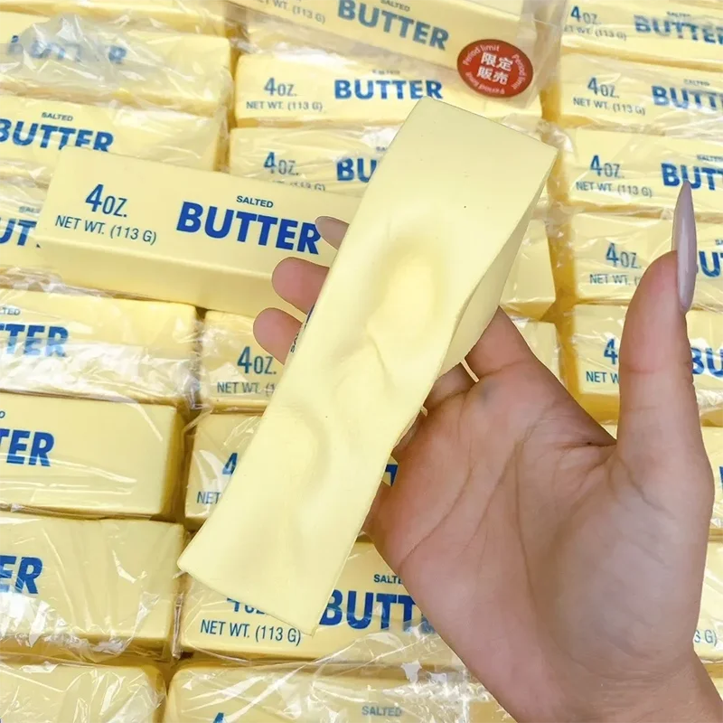 5/1PCS Juguete antiestrés elástico blando con forma de barra de mantequilla, juguete de queso para aliviar el estrés, juego de descompresión, juguete de broma para apretar para aliviar la ansiedad
