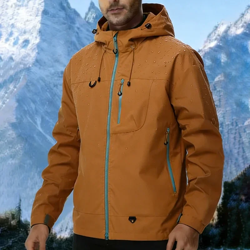 Nueva Chaqueta de Hombre para Exteriores, Impermeable, Cortavientos, Deportiva, para Escalada, Senderismo, con Múltiples Bolsillos, para Esquí, con Cremallera y Capucha