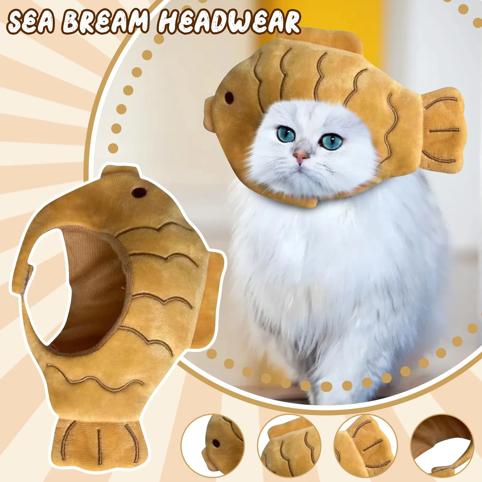 Sombrero de gato de dibujos animados, bonito disfraz de gato con forma de pez, tocado transpirable, sombrero para gato, sombrero para mascota, sombrero divertido de felpa para mascota, juguete para gato