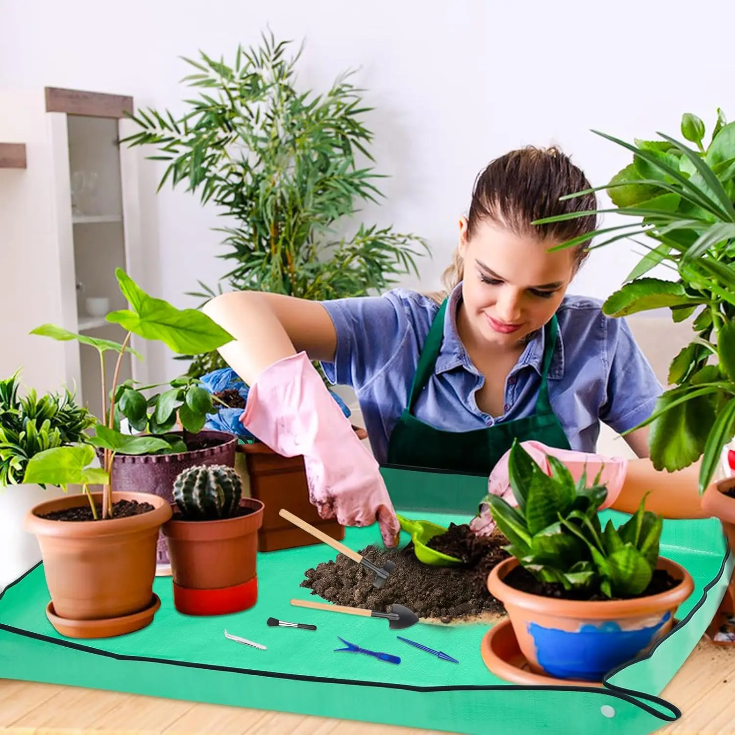 Esteras impermeables gruesas, esteras para cambiar el suelo del jardín, herramientas de jardinería, maceta para plantas y flores, esteras para plantas reutilizables para trasplante