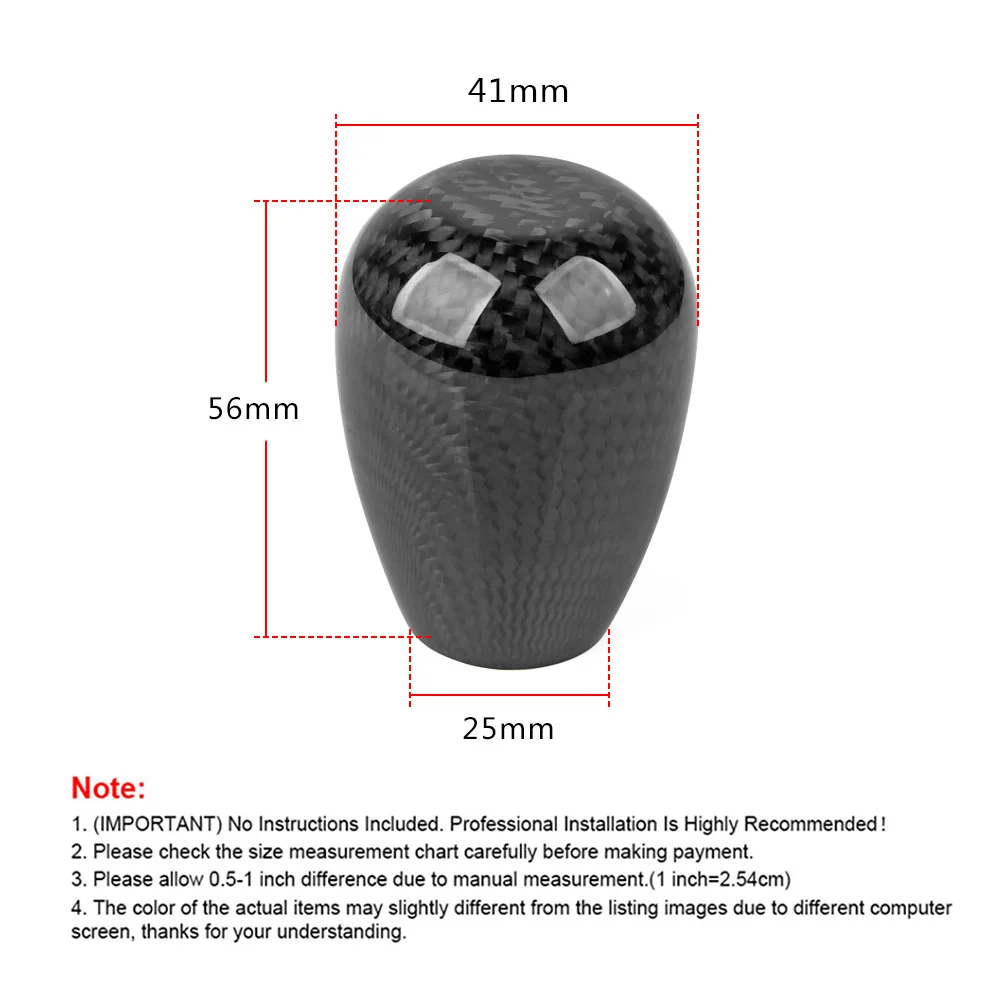 Perilla de palanca de cambios estilo fibra de carbono de 5/6 velocidades JDM forma Universal perilla de palanca de cambios de transmisión Manual 8MM 10MM 12MM