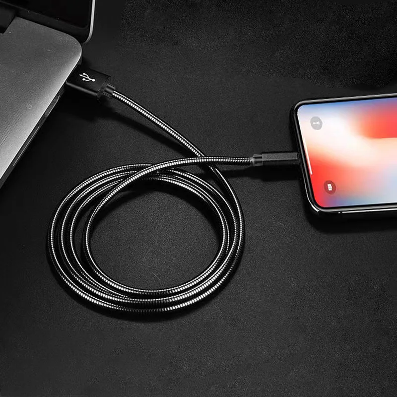 Cable de datos de carga tipo C de 66W, 6A, resorte de Metal trenzado para Xiaomi 12Pro K60 Samsung S6 S7 Huawei P40 P60, Cable USB C para teléfono Android