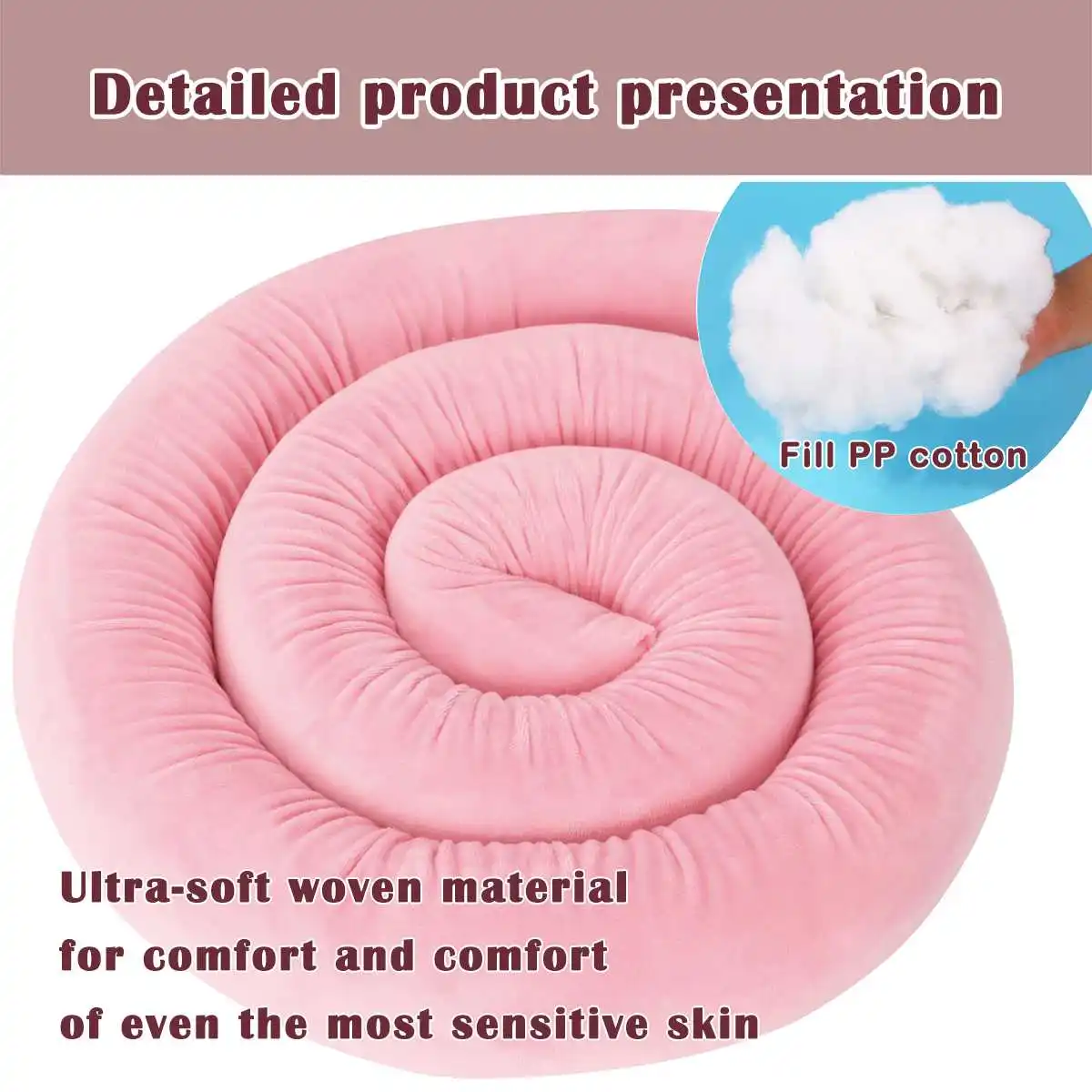  ﻿   Cojín de almohada para cama de bebé, Protector de cuna infantil de 2M de largo, altura de 8cm, decoración para habitación de cuna, juego de cama