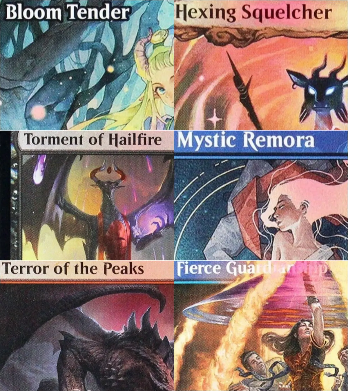 Tarjetas Proxy TCG de Foil "Bloom Tender/Hexing Squelcher/Moonshadow" de Alta Calidad para Juegos de Mesa y Cartas Coleccionables