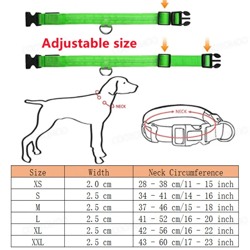 Collar de carga luminosa para perros de 3 modos, collares Led Usb para perros y gatos, Collar de prevención de pérdida de perro con brillo Led nocturno desmontable, accesorios para mascotas