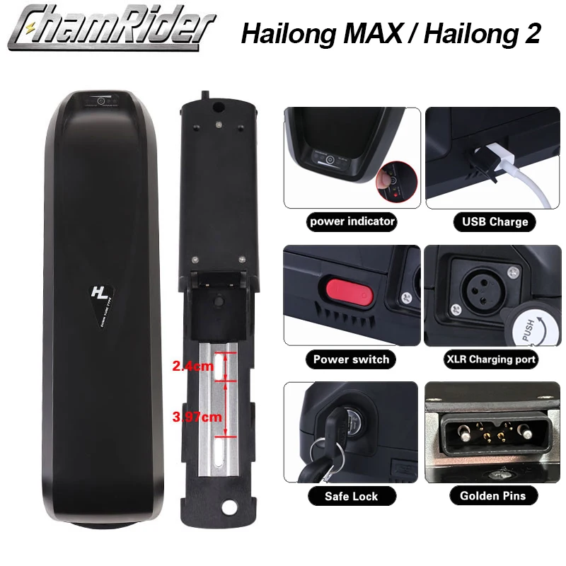 ChamRider Original 48V 36V 52V eBike batería 24ah Hailong Max 50A BMS 500W 1000W 1500W 21700 paquete de celdas bicicleta eléctrica litio