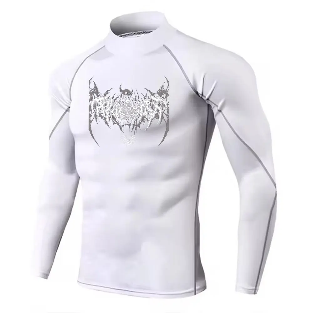 Camisa de compresión de cuello alto Y2K para hombre, gimnasio rápido, Fitness, protector de erupción seco, cuello alto, camisetas de culturismo atléticas musculares de verano