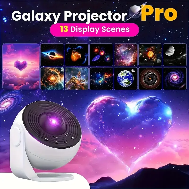 Proyector de galaxia de luz nocturna Proyector de cielo estrellado 360 °   Lámpara planetaria giratoria para dormitorio de niños, decoración de boda del Día de San Valentín