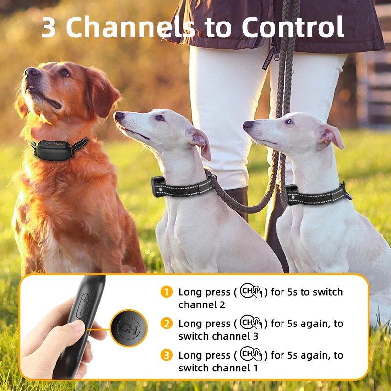 Robeco-Collar eléctrico de entrenamiento para perros, vibrador Digital recargable con Control remoto, resistente al agua IPX7, para mascotas, con descarga y parada de ladridos