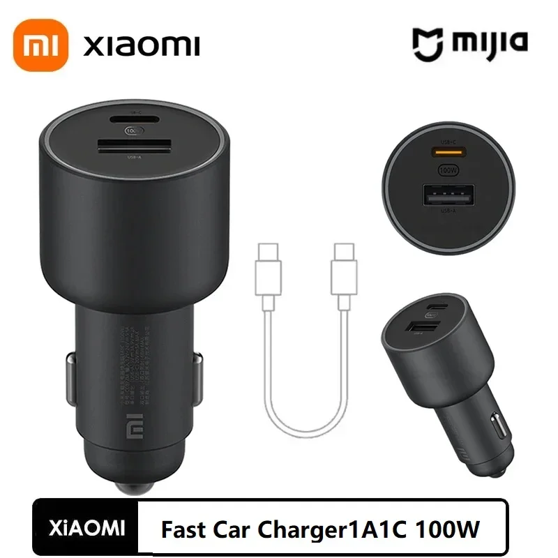 Cargador de coche Original Xiaomi de 100W, puerto Dual, carga rápida, inalámbrico, Mi, 100W, USB-A, USB-C, salida Dual, alimentación LED