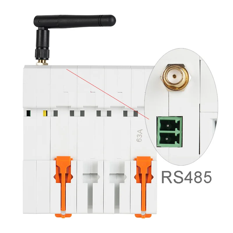 Interruptor inteligente WiFi 4P MCB 63A RS485, temporizador con medidor prepago, Protector de corriente y voltaje, Control por voz, Alexa y Google Alice, Tuya