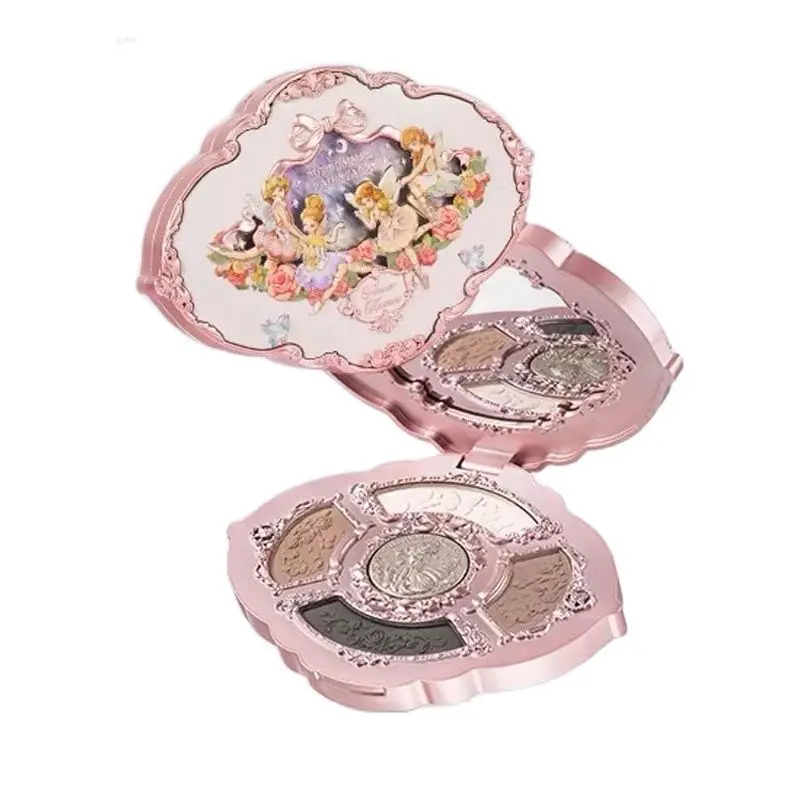 Flower Knows-sombra de ojos con brillo prensado en relieve, cuentos de hadas de cinco colores, pigmento brillante Natural, paleta de sombra de ojos