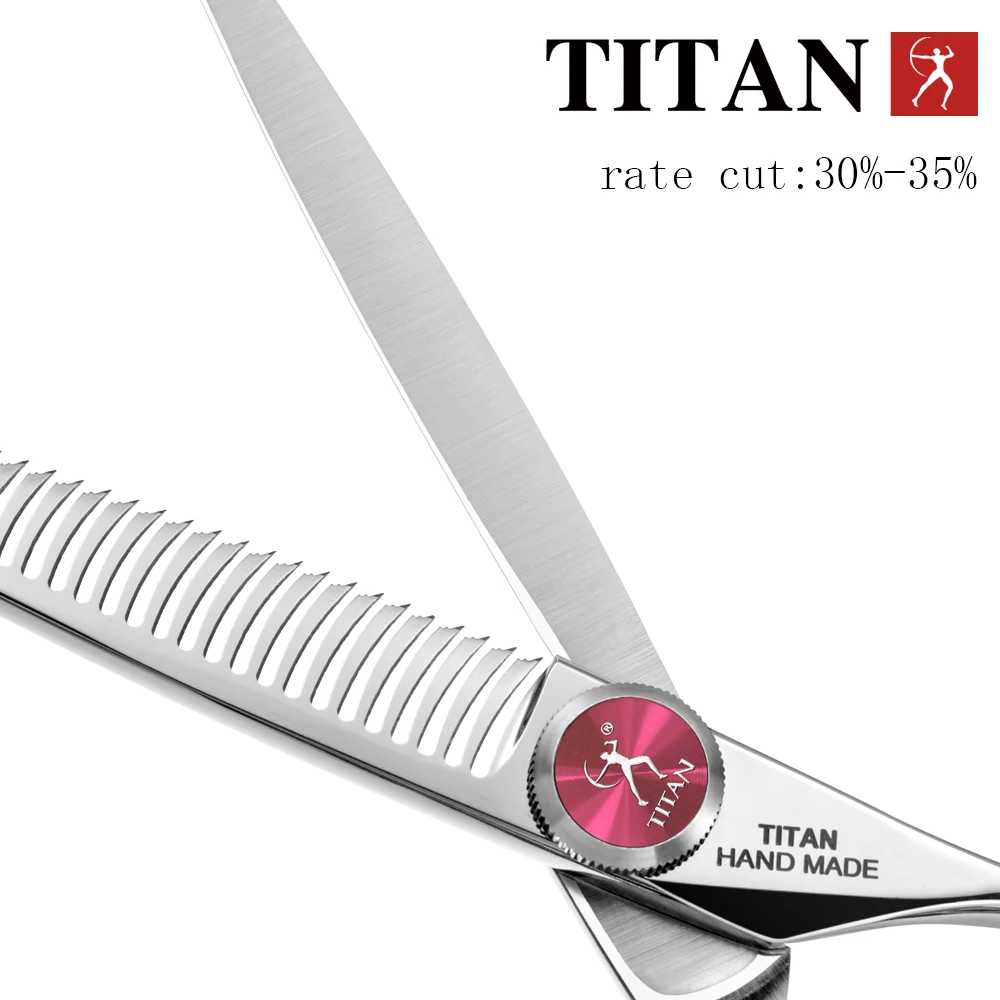 Tijeras Profesionales de Peluquería TITAN, Tijeras de Barbero para Cortar y Entresacar Cabello, Juego de 5.5/6.0/6.5/7.0 Pulgadas, Acero Japonés 440C