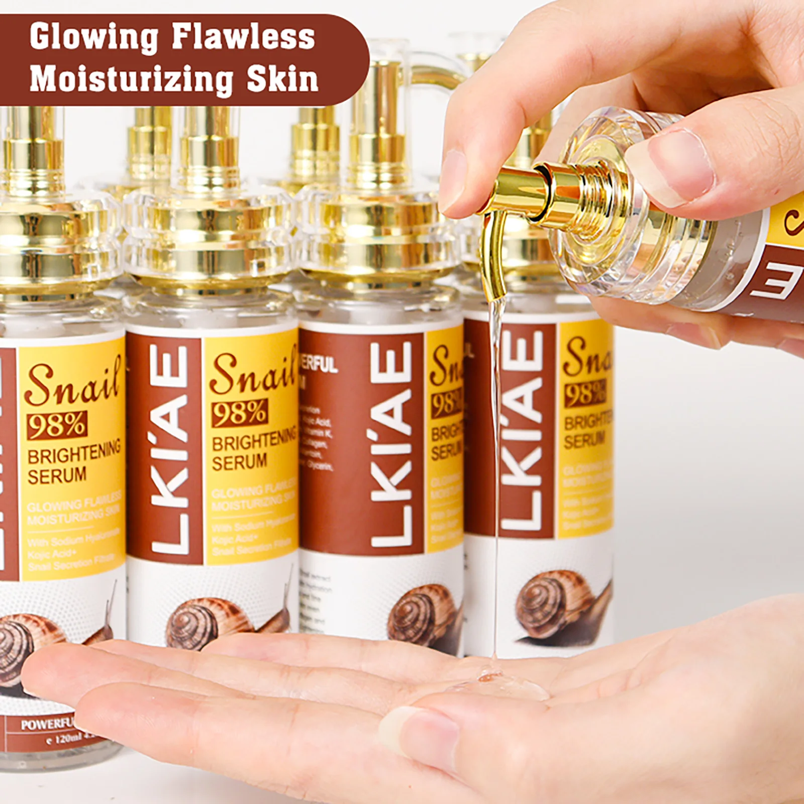 AILKE Suero blanqueador con extracto de caracol, hidratante, Reduce las manchas oscuras, arrugas, uniforme del tono de la piel, esencia aclaradora para rostro, cuerpo