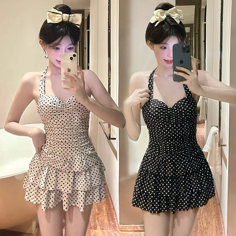 Nueva falda de pastel Bodian clásica de grupo Popo de alta gama, traje de baño de una pieza ajustado y adelgazante para mujer