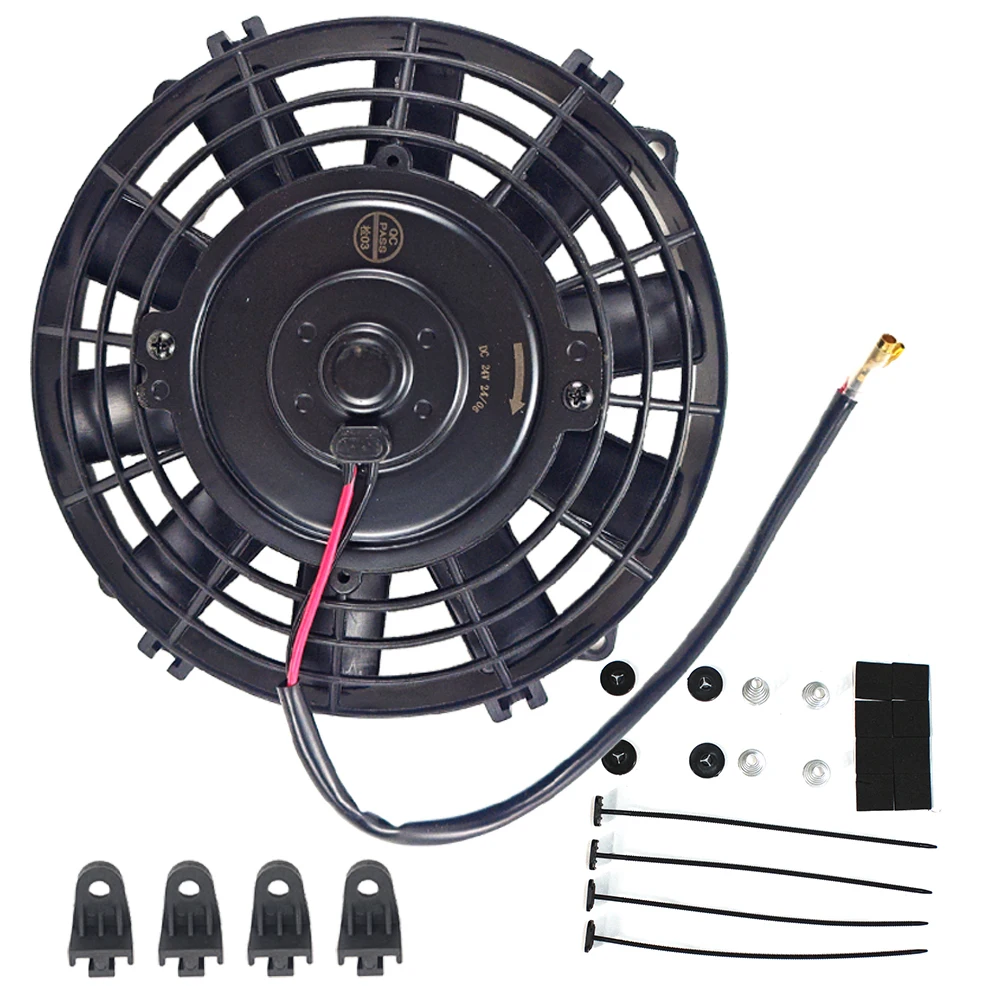 Ventilador Electrónico de Refrigeración para Aire Acondicionado de Automóvil, Ventilador de Condensador de 8, 9, 10, 12, 14 Pulgadas, 80W 12V/24V