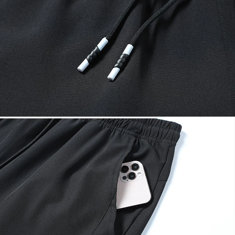 Pantalones para correr, pantalones refrescantes de seda helada de verano, pantalones elásticos suaves, pantalones sueltos informales de secado rápido para entrenamiento, pantalones ligeros con protección UV