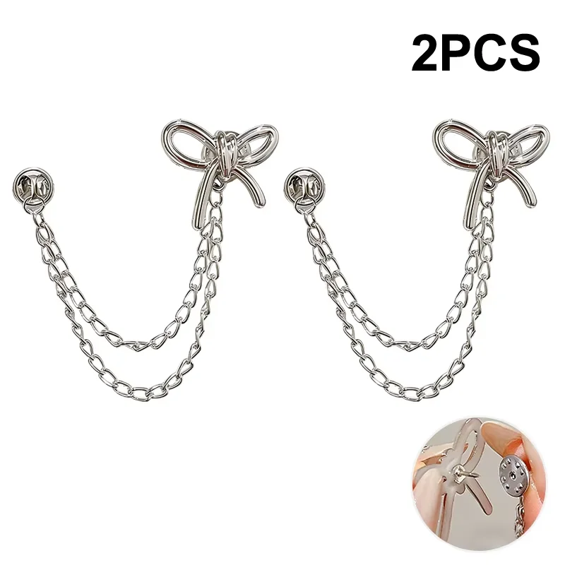 Broche magnético de cadena para cintura, con perlas, lazo y estrella, pin para dobladillo de camiseta, cierre para puños de pantalón, accesorios decorativos para ropa diaria de mujer