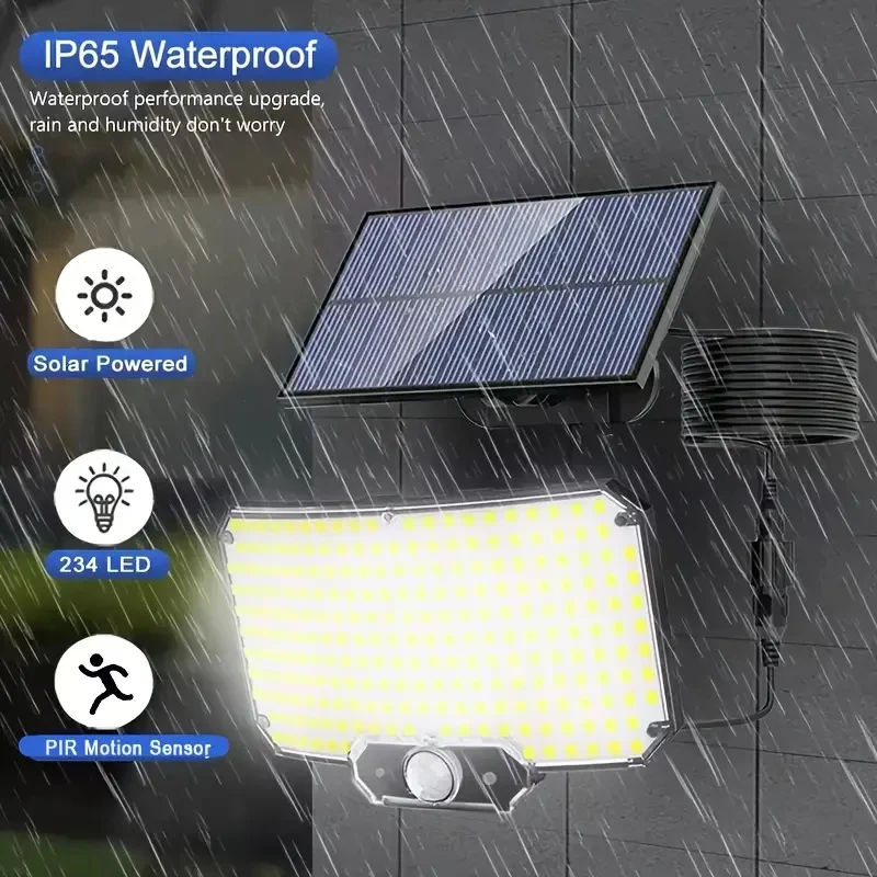 2 uds 234LED colector Solar luz IP65 impermeable Sensor de movimiento reflector al aire libre lámpara de iluminación de seguridad dividida para terraza patio garaje