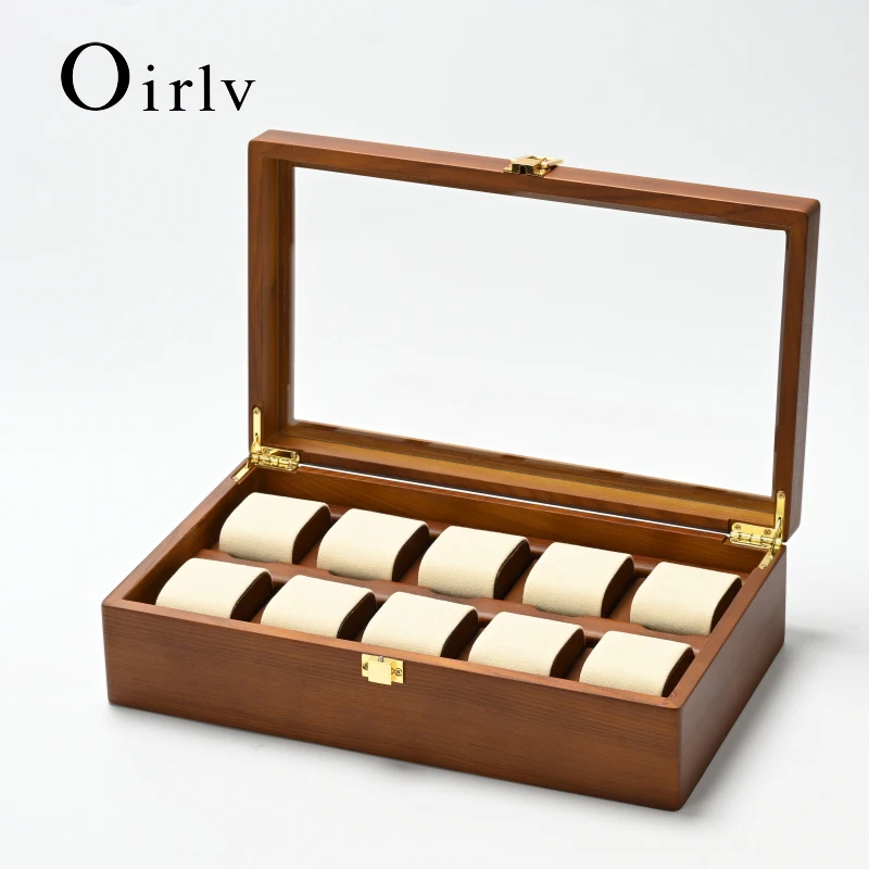 Oirlv Caja de reloj con 10 ranuras, estuche organizador de joyas, organizador de relojes, estuche de exposición multifuncional grande para relojes, caja de almacenamiento para relojes