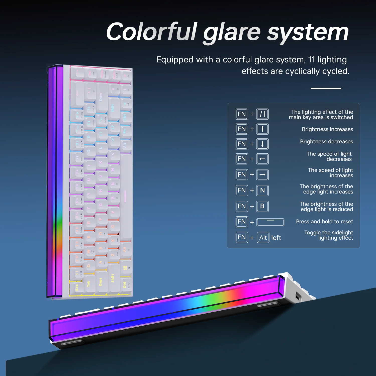 Nuevo Teclado Mecánico Ajazz Nacodex Nk68 con Teclas Terrain, Barra de Luz RGB, 68 Teclas, Conexión por Cable para Juegos y Oficina