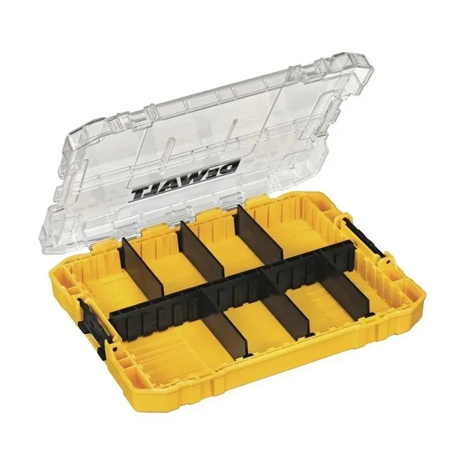 Caja de Almacenamiento Transparente DeWalt, Caja Organizadora con Compartimentos, Material PP Reforzado, para Tornillos y Accesorios, Apilable
