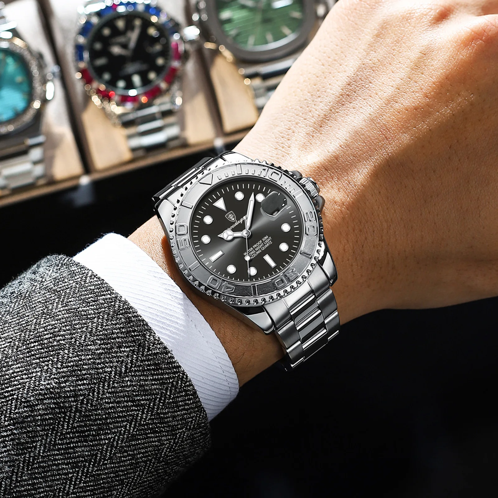 Reloj POEDAGAR de lujo para hombre, reloj resistente al agua con fecha luminosa para hombre, reloj masculino de acero inoxidable, relojes deportivos de cuarzo a la moda para hombre