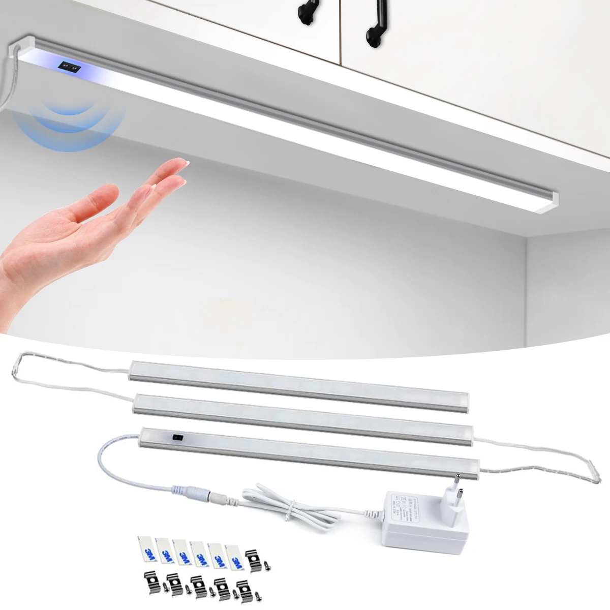 Luz LED con Sensor para Muebles, Lámpara de Mesa para Cocina, Iluminación con Sensor de Movimiento, Barras de Luz, Lámpara de Cocina