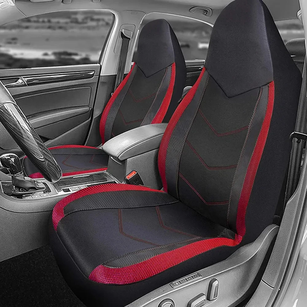 Fundas para asientos de coche de tela de malla de aire con respaldo alto, Airbag de diseño deportivo Compatible con la mayoría de los cojines del asiento de la furgoneta del camión Suv del coche