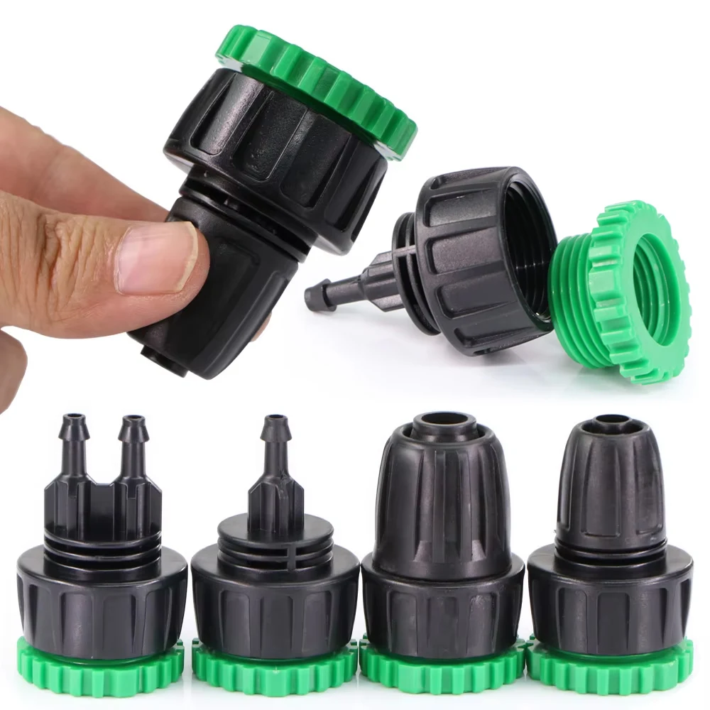 Conector de grifo para manguera de jardín, 2 uds., rosca hembra de 1/2 "3/4" a adaptador de 4/7mm, 8/11mm y 16mm, accesorios para microtubos de goteo, juntas de riego