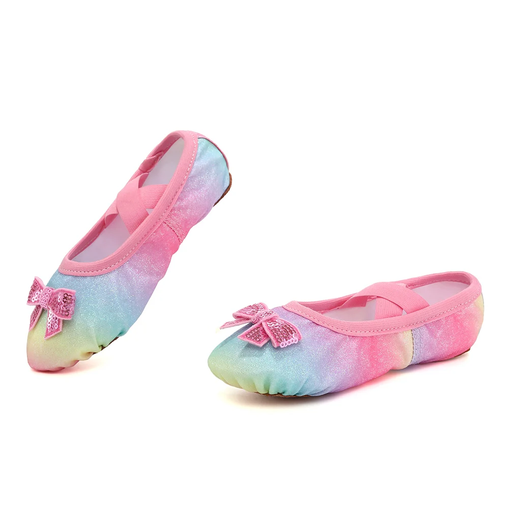Zapatos de baile de Ballet para niñas, zapatos planos de baile de Ballet para mujeres y niños, zapatillas de Ballet para mujeres, zapatos de entrenamiento de Salsa con lentejuelas