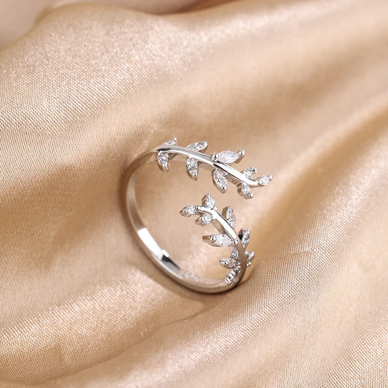 Anillo de Plata de Ley 925 con rama ajustable de oro y circonita para mujer, joyería fina para boda, ofertas al por mayor con