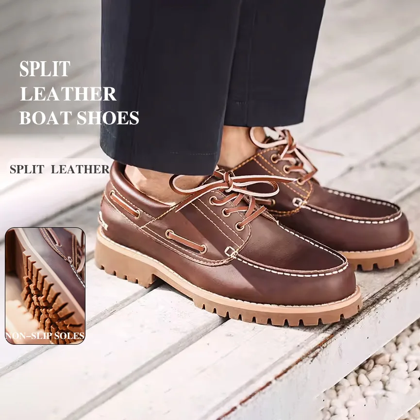Zapatos Náuticos Vintage para Hombre Maden, con Cordones, Punta Redonda, Estilo Derby, Botas Bajas, Estilo Británico Clásico, Zapatos de Vestir para Trabajo