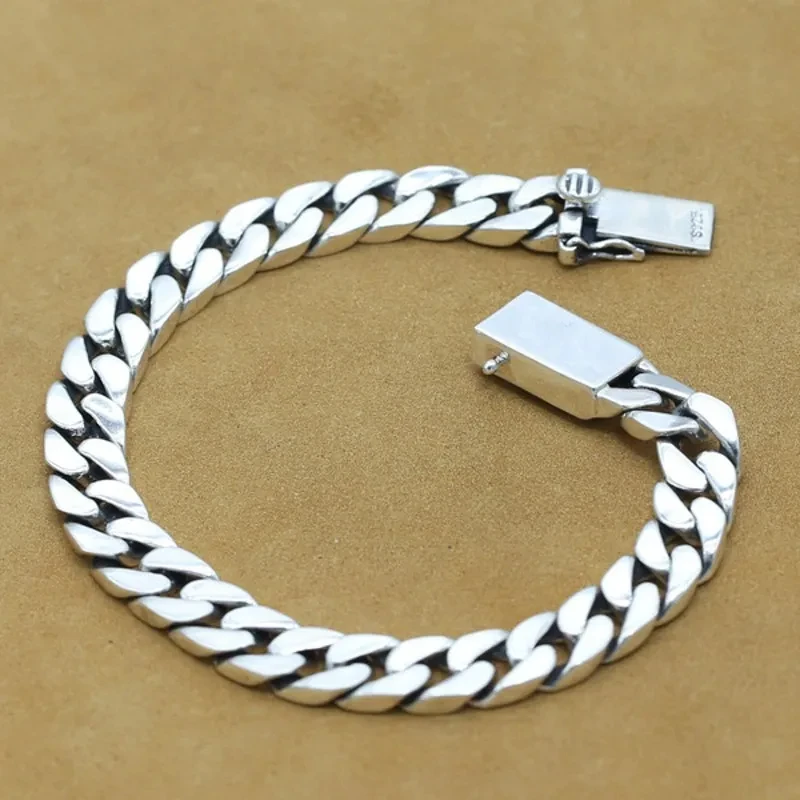 Pulsera 100% de plata esterlina S925 de 8MM, estilo punk, joyería de plata S925 que nunca se desvanece, con certificado de autenticidad, regalos de joyería para hombres y mujeres.