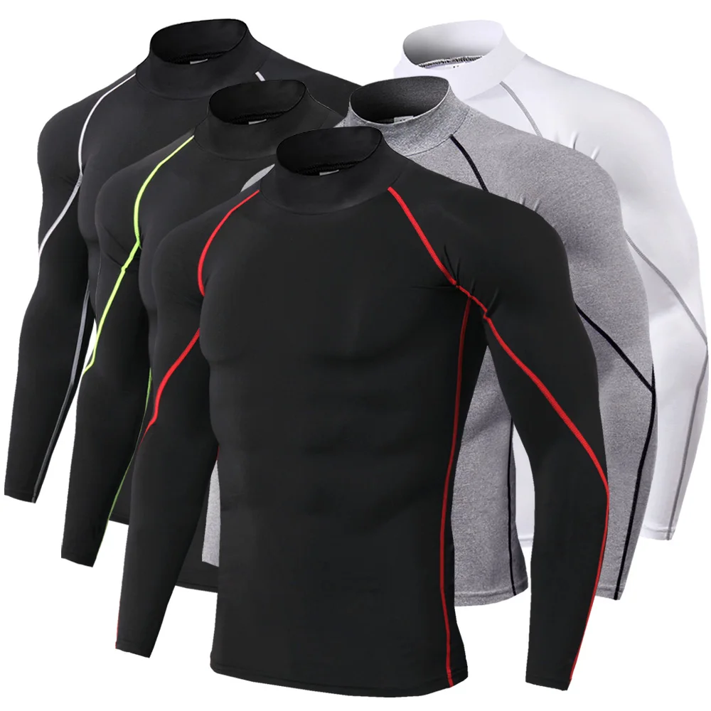 Camiseta para correr para hombre, camisa de compresión de manga larga, Top deportivo para gimnasio, entrenamiento, ropa transpirable de secado rápido para culturismo y Fitness