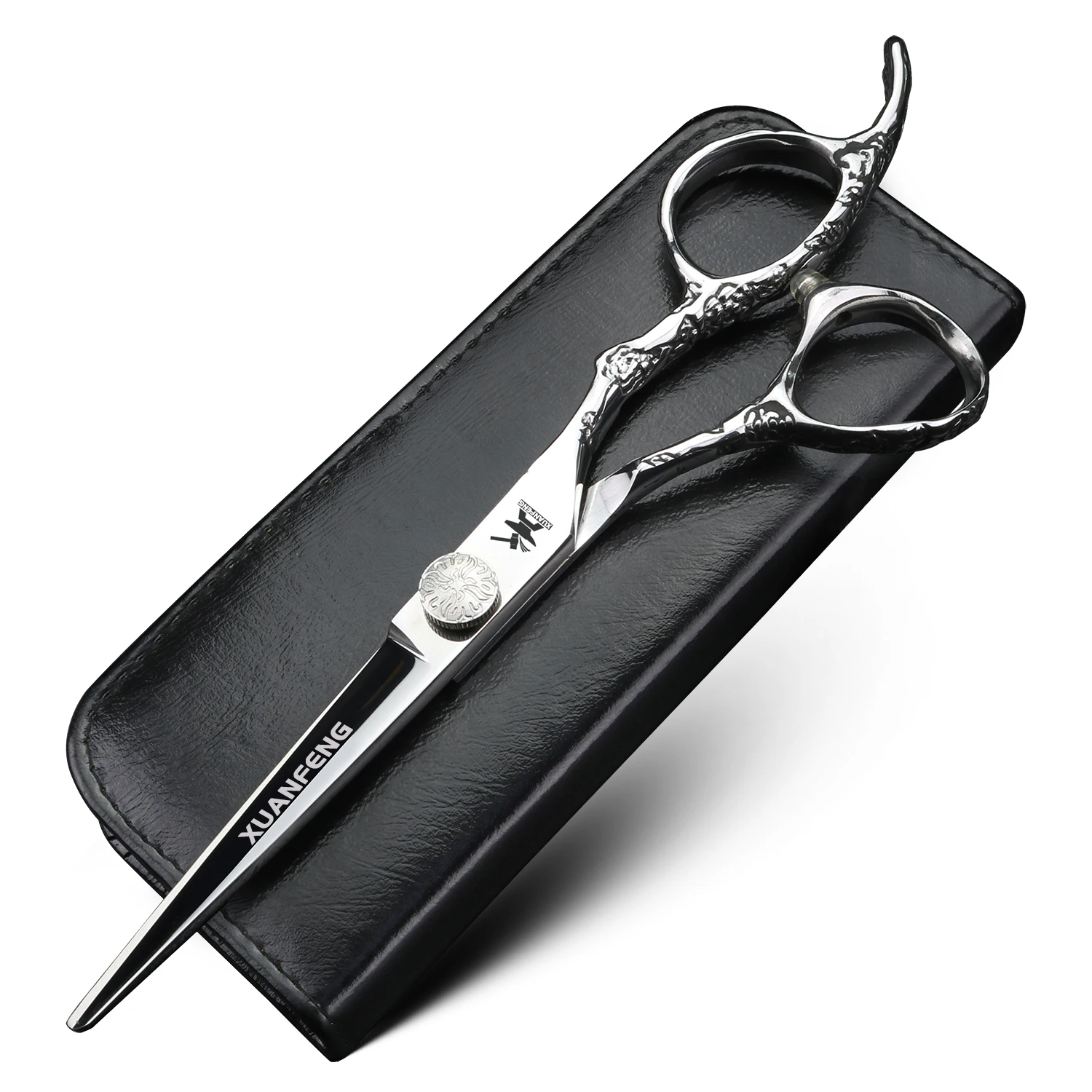 XUANFENG-Tijeras para el cabello con espejo negro, tijeras de corte y adelgazamiento de peluquero JP440C de 6 pulgadas, muy geniales