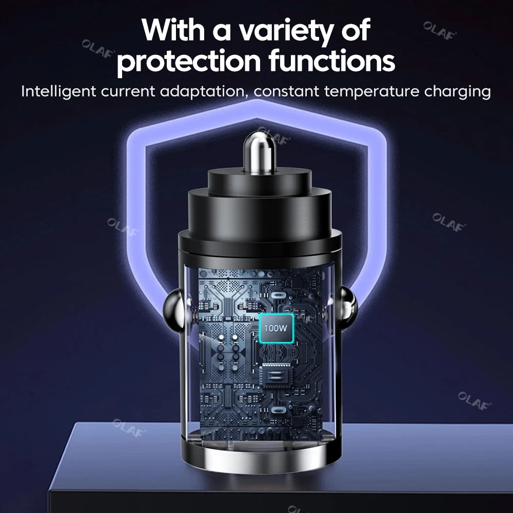 Olaf-cargador de coche Mini de 100W, adaptador de teléfono para iPhone 13, 12, Xiaomi, Samsung, Huawei