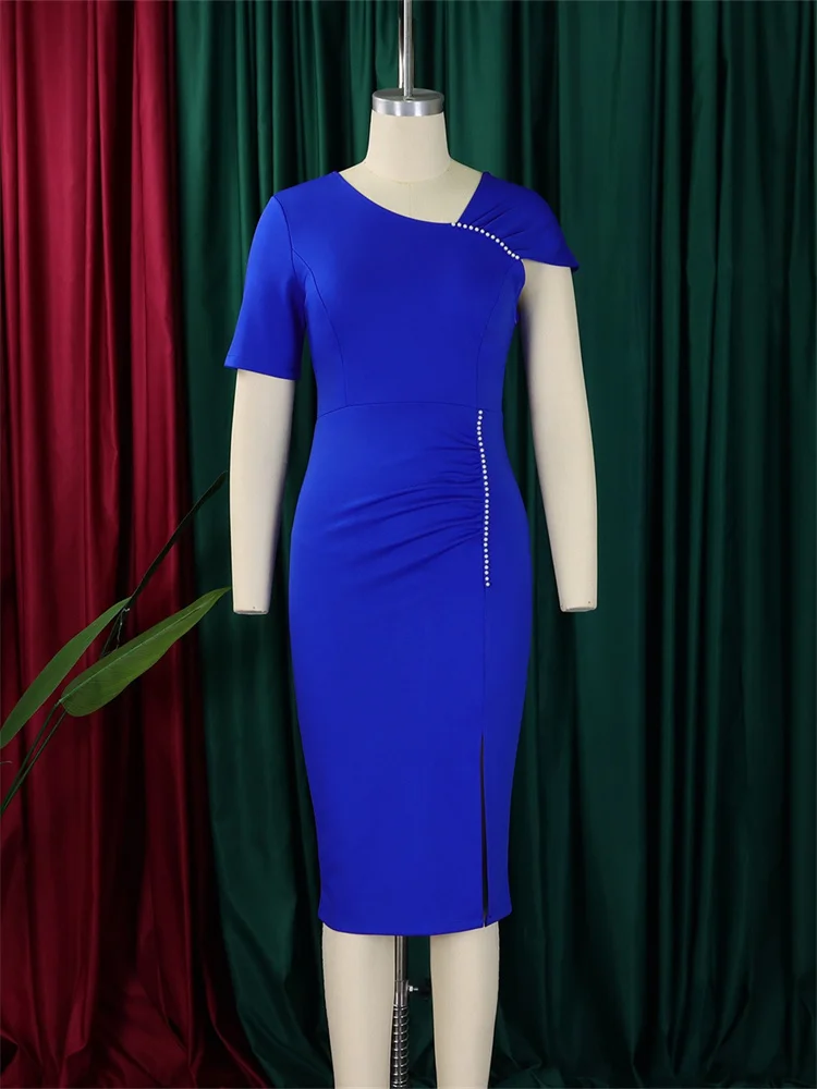 Wmstar vestido de mujer de manga corta elegante fiesta de cintura alta Elagant cremallera vestidos de noche de moda de lujo venta al por mayor Dropshipping