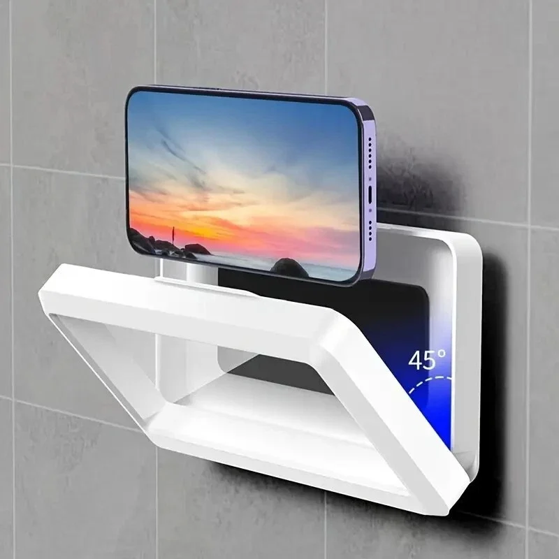 Soporte universal impermeable para teléfono celular, para pared del baño, con pantalla táctil, soporte para teléfono de ducha, a prueba de vapor, con cubierta sellada.