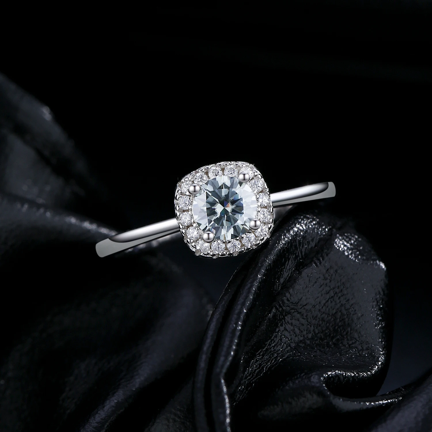 Anillos de moissanita MODIAN de Color gris D, anillo de Halo cuadrado brillante a la moda de Plata de Ley 925 para mujer, regalo de joyería fina de boda