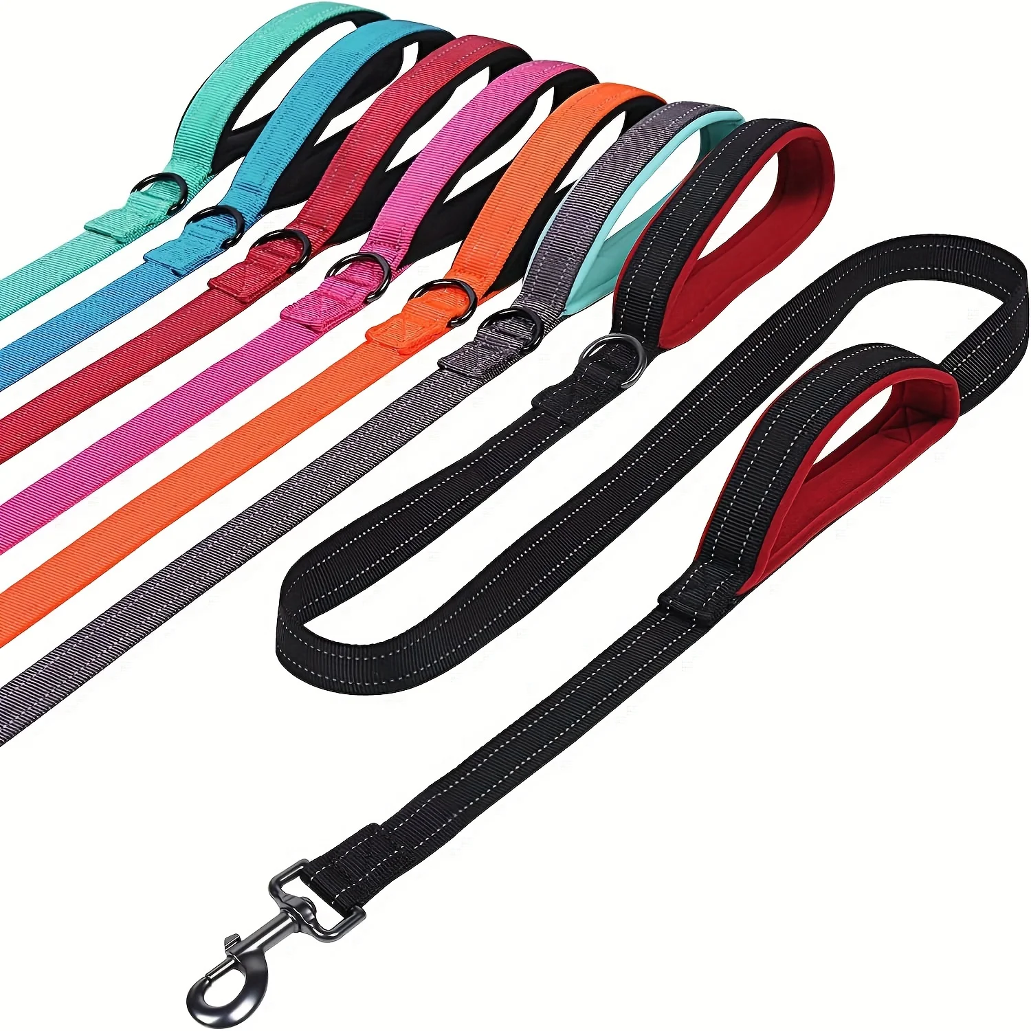 Correas para perros, cadena de entrenamiento para perros de viaje al aire libre, plomo resistente con doble mango para mayor Control, entrenamiento de seguridad, doble mango